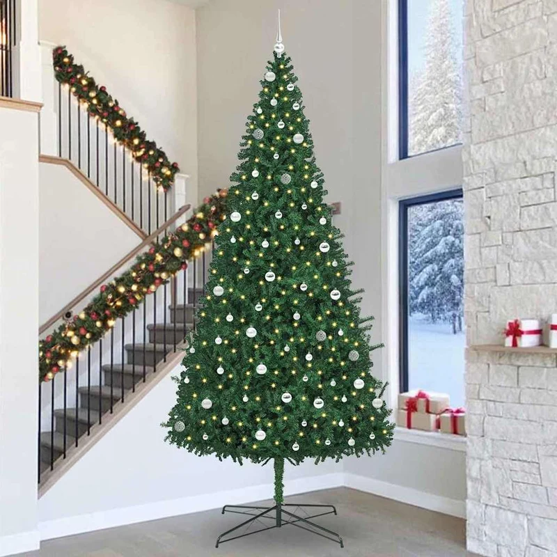 Kunstkerstboom groen 400 cm met slingerlichten PVC