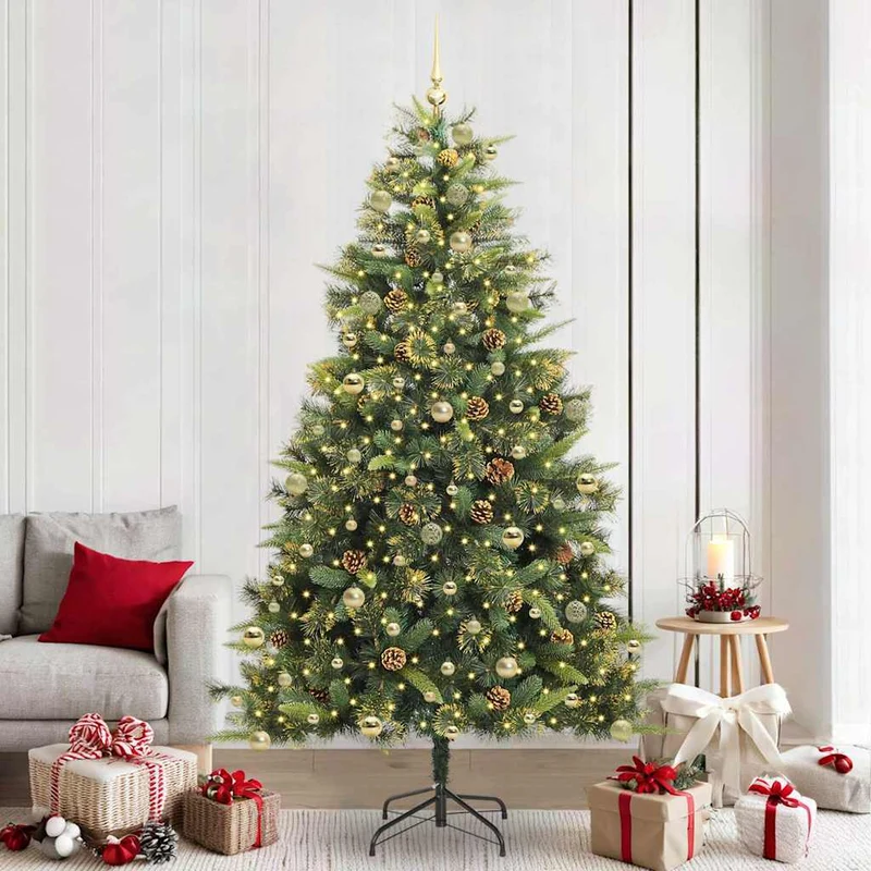 Kunstkerstboom groen 240 cm met LED-verlichting