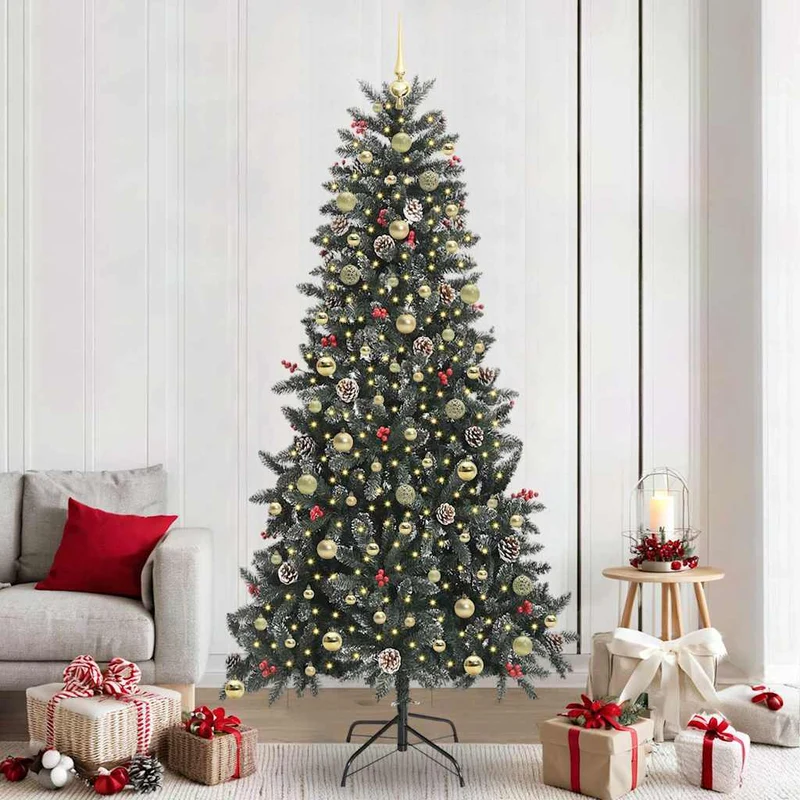Kunstkerstboom 240 cm groen met 300 warmwit LED USB