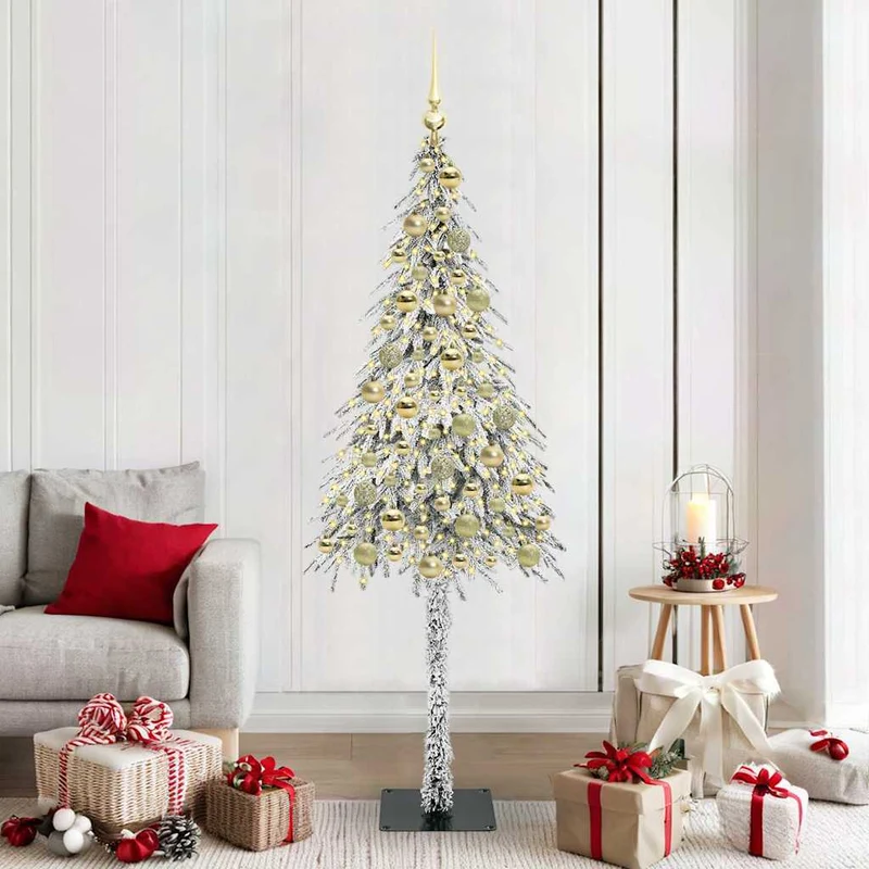 Kerstboom 180 cm wit met 300 LED PE staal