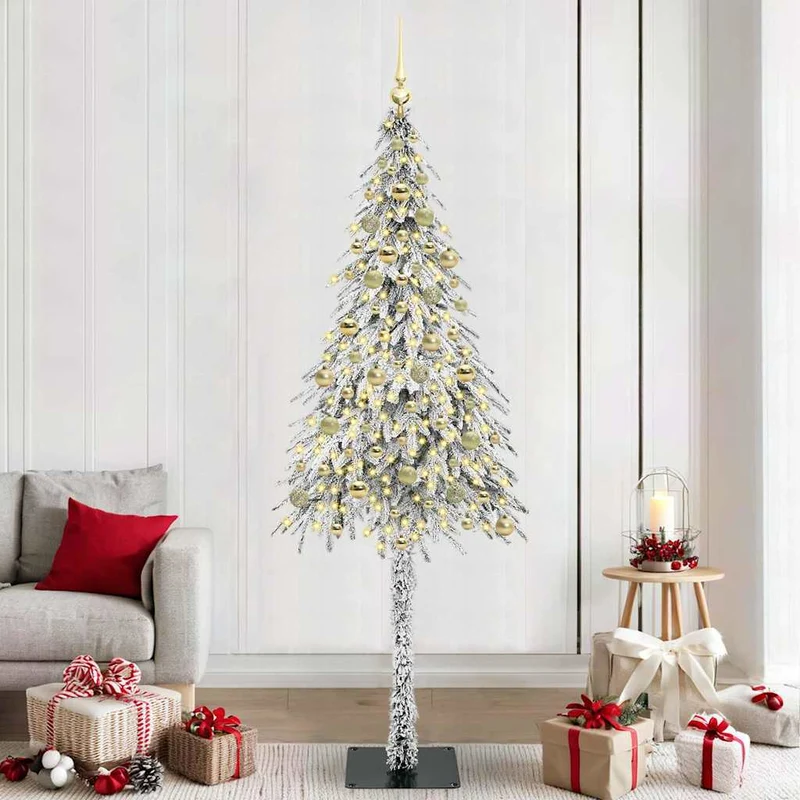 Kerstboom 210 cm wit met 300 LED en ballen
