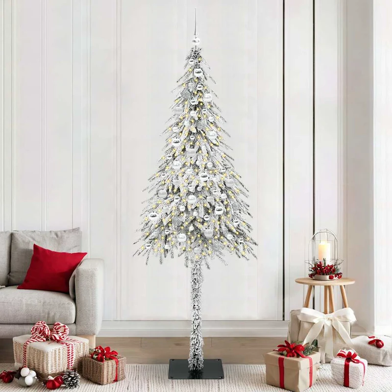 Kerstboom 210 cm met 300 warmwit LED en staandaard wit