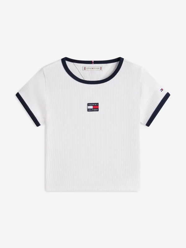 Tommy Hilfiger Girls Heritage Flag Top in White Multicoloured / 4 Yrs