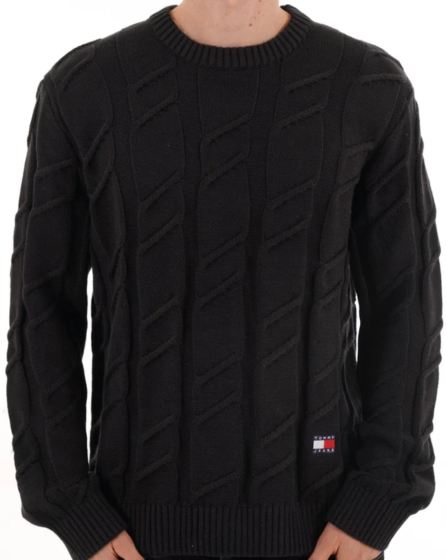 Tommy Jeans Chunky Cable Knit Jumper Black 3XL