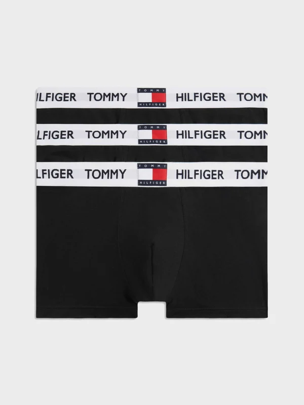 Tommy Hilfiger - Men's 3-Pack Heritage Logo Waistband Trunks Black / L