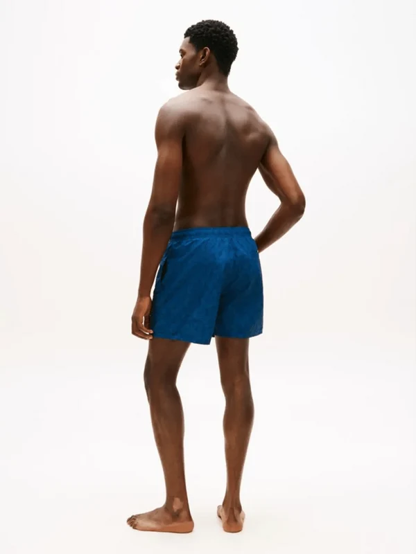 Tommy Hilfiger Mens Original Print Mid Length Swim Shorts Palm Leaf Aegean Sea / L