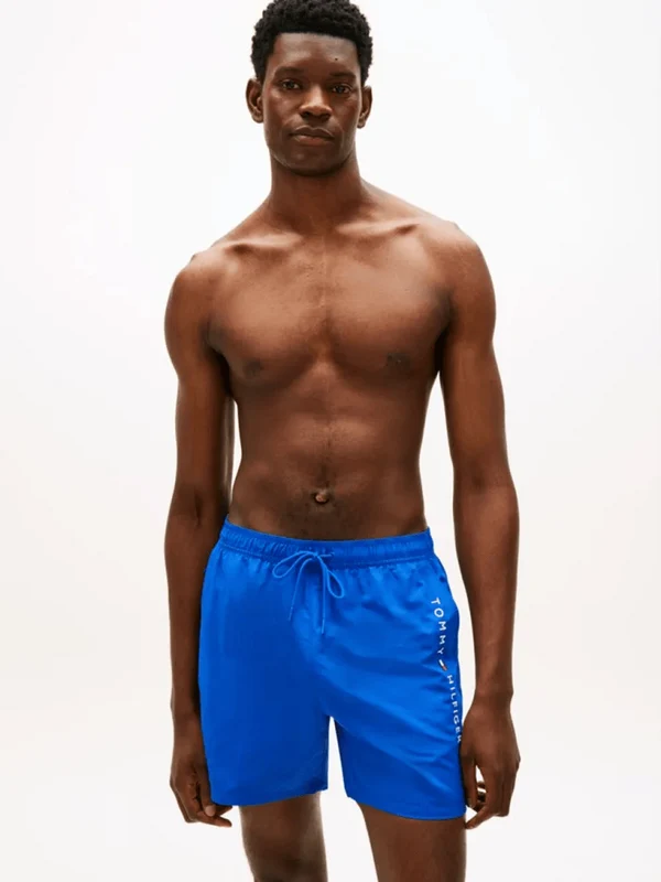 Tommy Hilfiger Mens Original Logo Mid Length Swim Shorts - Regal Blue Regal Blue / L