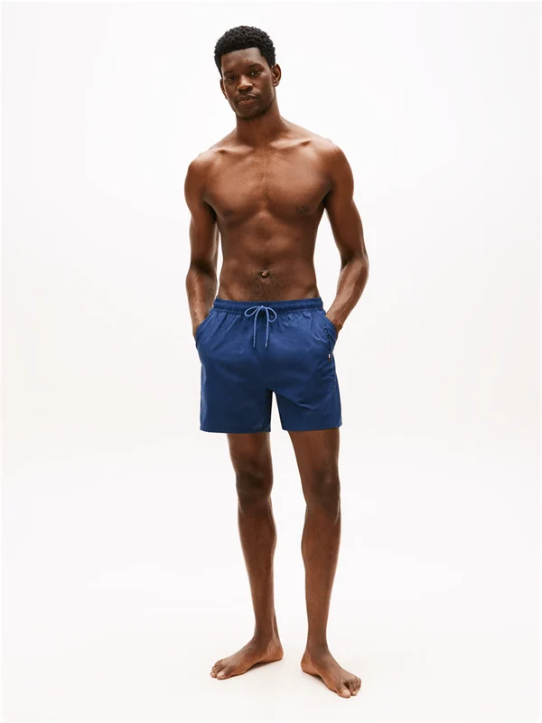 Tommy Hilfiger Mens Original Ithaca Stripe Mid Length Swim Shorts Aegean Sea/Desert Sky Ithacha / XL