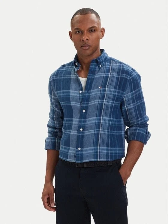 Tommy Hilfiger Linen Madras Shirt - Brisk Blue Brisk Blue Check / M