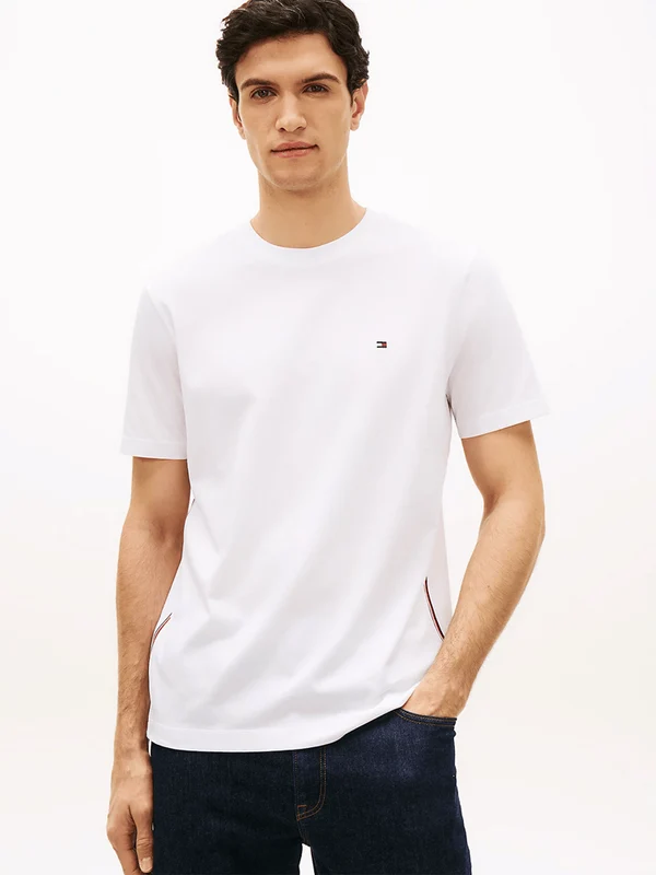 Tommy Hilfiger Mens Global Stripe Tee - White White / S