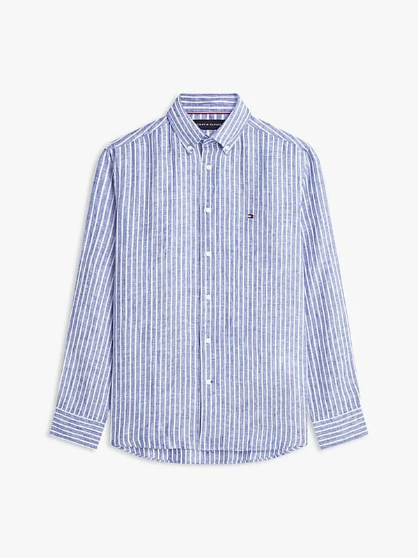 Tommy Hilfiger Linen Bengal Wedge Blue Stripe Shirt Wedge Blue Stripe / L
