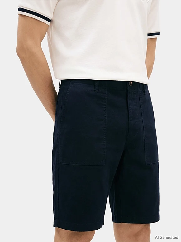 Tommy Hilfiger Mens Twill Relaxed Fit Chino Shorts Desert Sky / 36