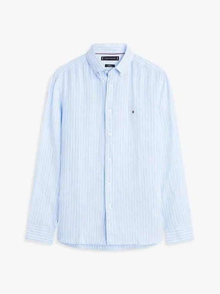 Tommy Hilfiger Linen Bengal Cloudy Blue Stripe Shirt Cloudy Blue Stripe / 2XL