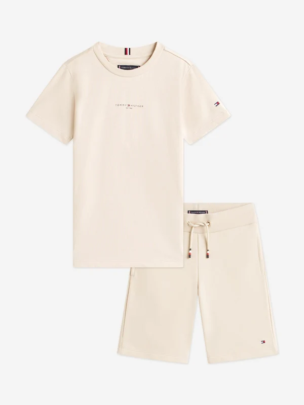 Tommy Hilfiger Boys Essential Short Set in Beige Beige / 14 Yrs