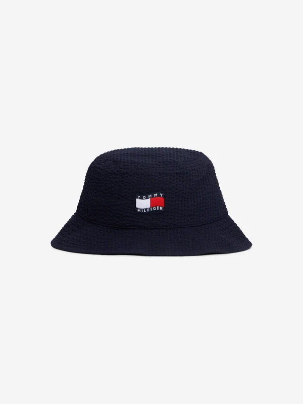 Tommy Hilfiger Kids Wavy Flag Seersucker Bucket Hat in Navy Navy / S - M (50 CM - 52 CM)