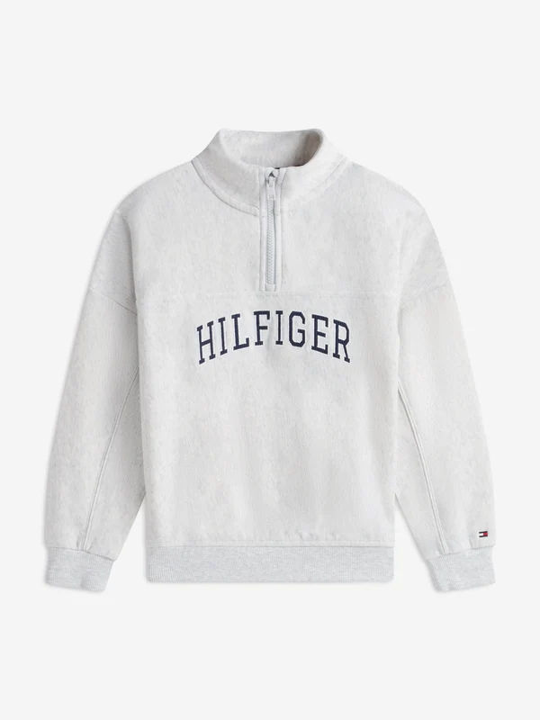 Tommy Hilfiger Boys Varsity Half Zip Sweatshirt in Grey Grey / 16 Yrs
