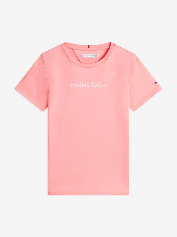 Tommy Hilfiger Girls Tommy Script T-Shirt in Pink Pink / 4 Yrs