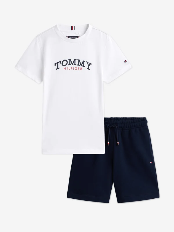 Tommy Hilfiger Boys Monotype Graphic T-Shirt and Shorts Set in White White / 3 Yrs