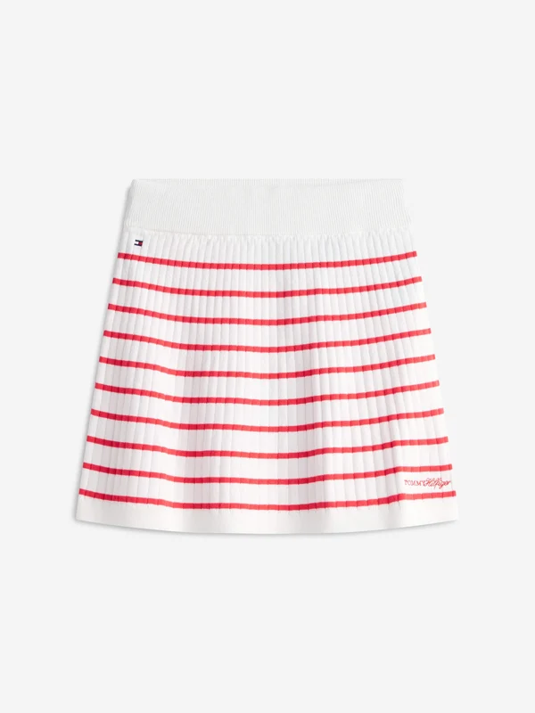 Tommy Hilfiger Girls Rib Sweater Skirt in White White / 8 Yrs