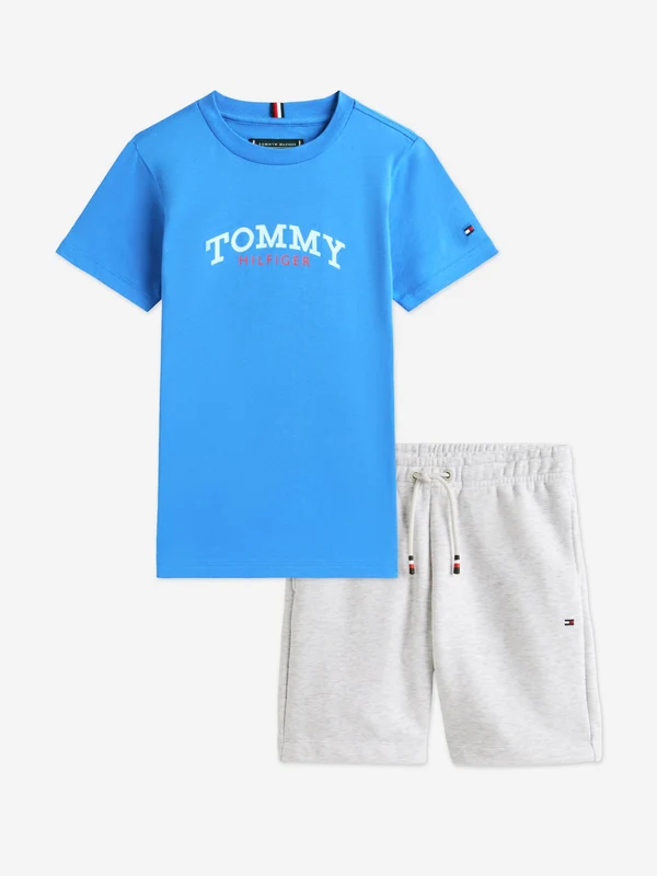 Tommy Hilfiger Boys Monotype Graphic T-Shirt and Shorts Set in Blue Navy / 8 Yrs