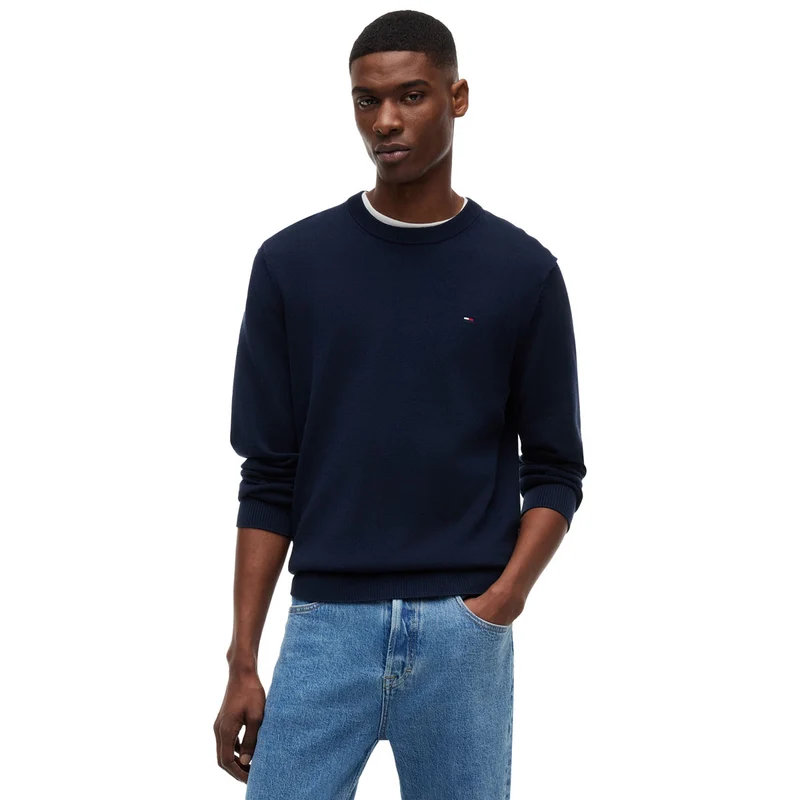 Pullover Uomo Tommy Jeans Flag Slim Fit Blu S