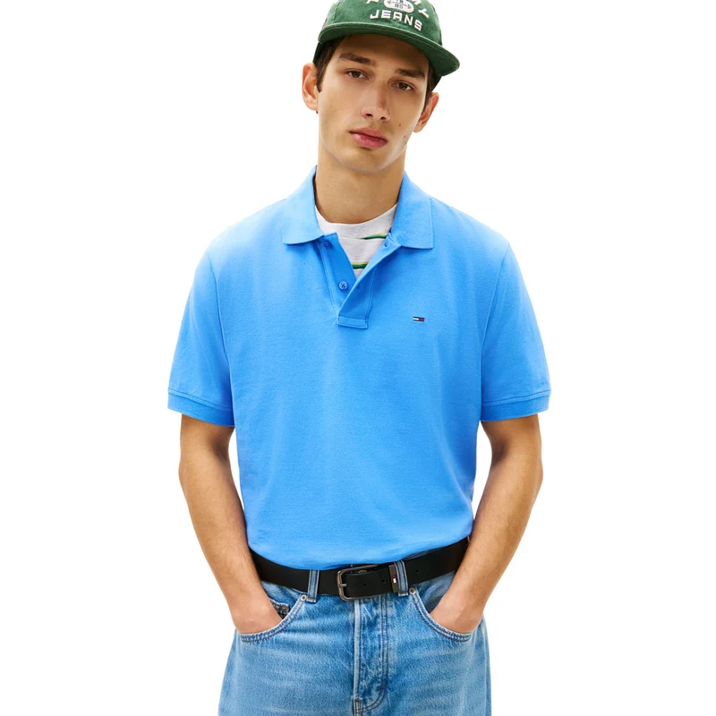 Polo Uomo Tommy Jeans Flag Azzurro M