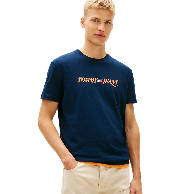 T-Shirt Uomo Tommy Jeans Logo Blu Scuro L