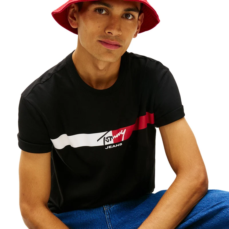 T-Shirt Uomo Tommy Jeans Signature Logo Nero XL