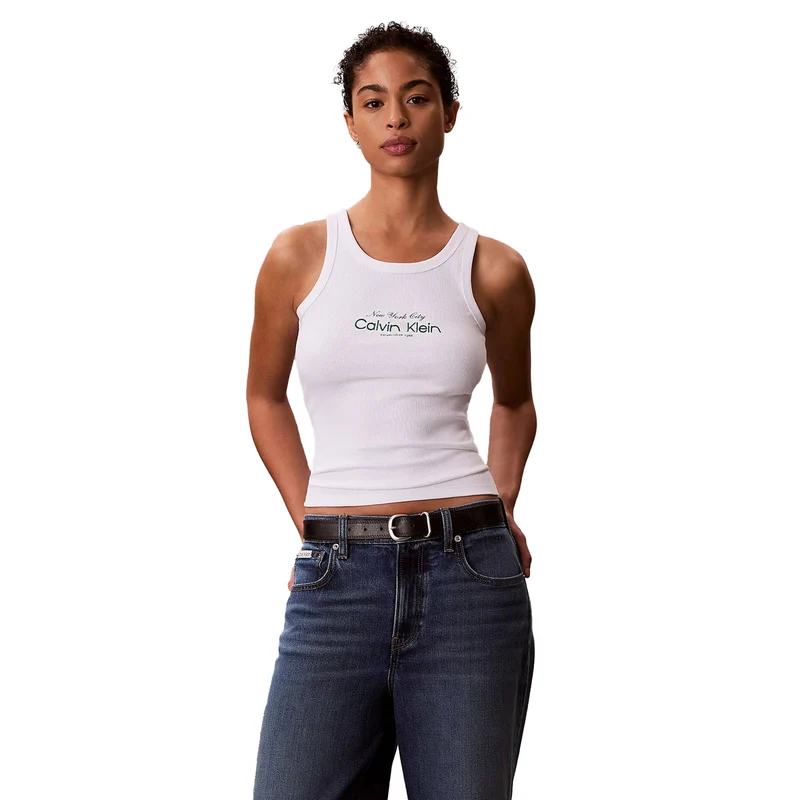 Canotta Donna Calvin Klein Costine Slim Bianco XS