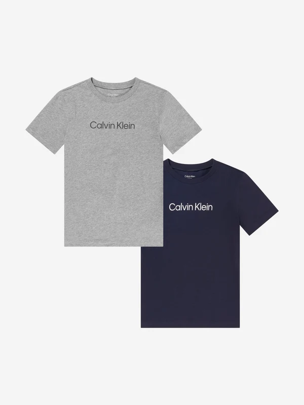 Calvin Klein Boys 2 Pack T-Shirt Set in Grey Grey / 8 - 10 Yrs