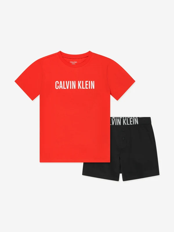 Calvin Klein Boys T-Shirt and Shorts Loungewear Set in Red Red / 14 - 16 Yrs