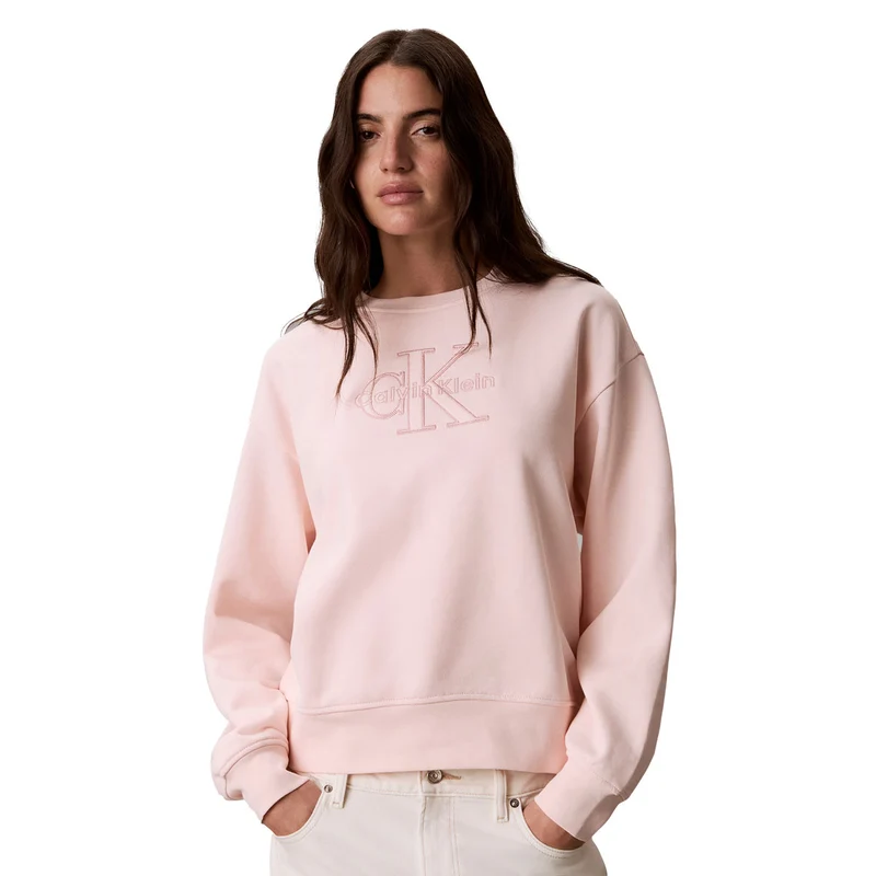 Felpa Donna Calvin Klein Terry Seasonal Monologo Rosa M