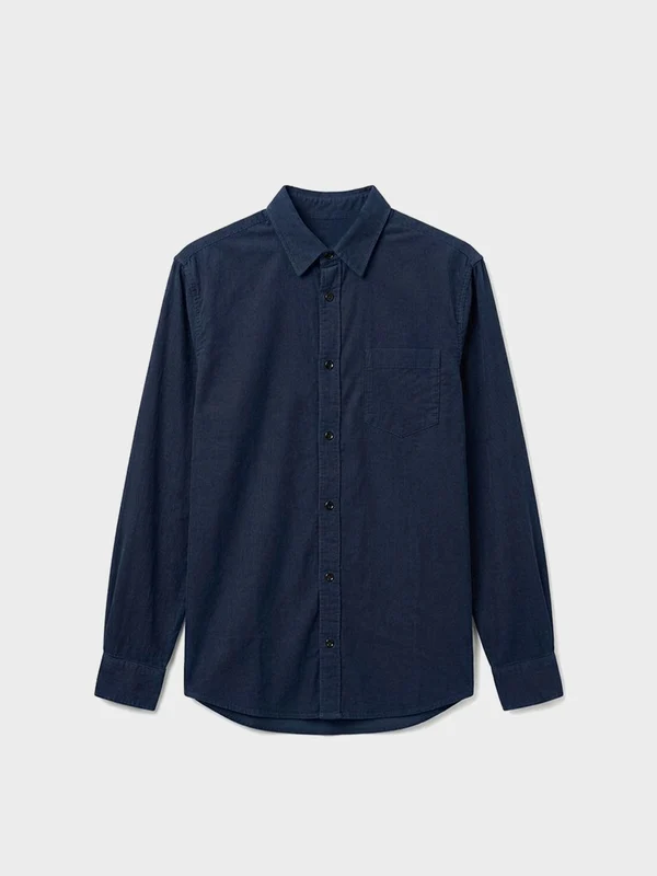 Calvin Klein Jeans - Men's Poplin Solid Long Sleeve Relaxed Fit Shirt Dark Denim / L