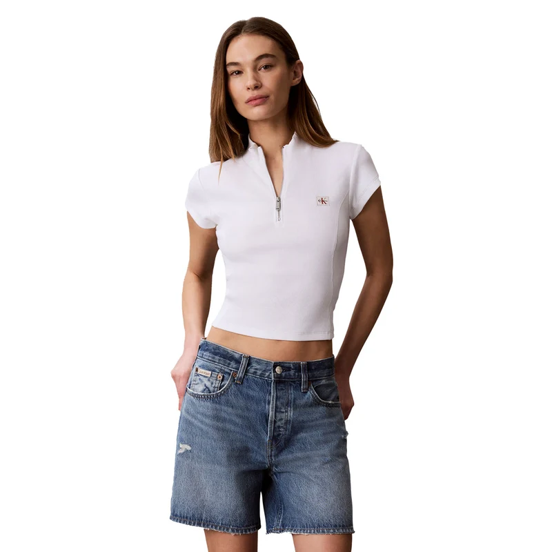 Top Donna Calvin Klein Etichetta Monologo Bianco S