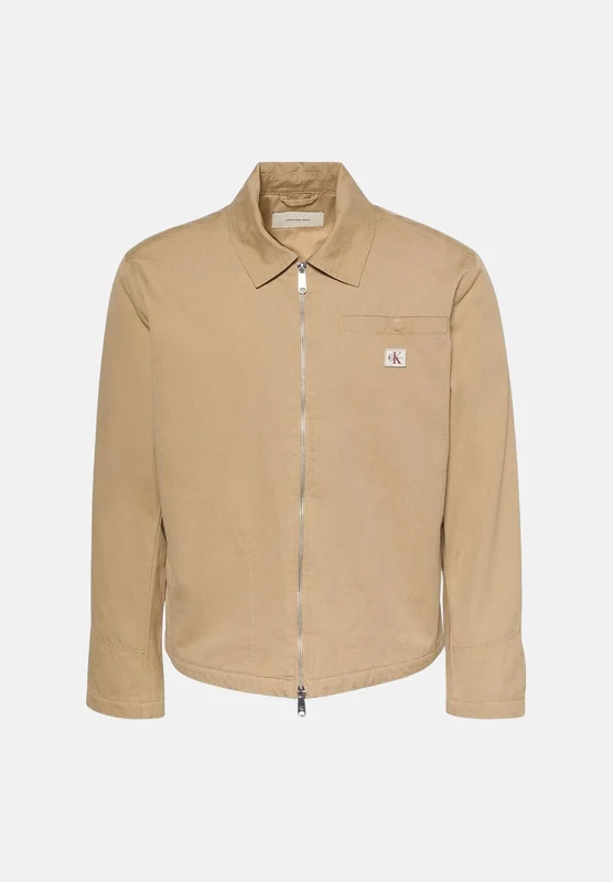 CALVIN KLEIN JEANS Giubbotto di jeans con zip Cornstalk beige da uomo in tinta unita L