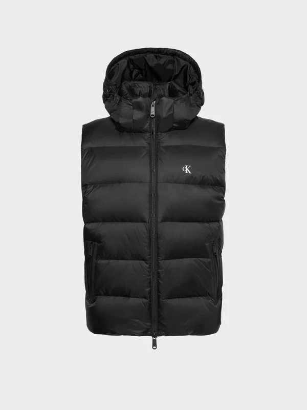 Calvin Klein Jeans - Men's Sleeveless Zip Off Hodded Puffer Jacket Black / XL