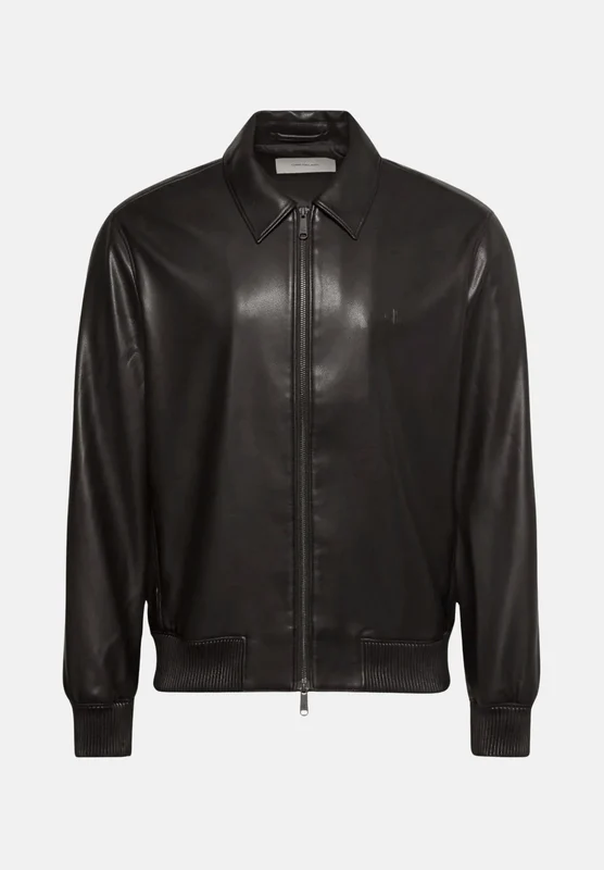 CALVIN KLEIN JEANS Giubbotto in eco-pelle LS FAUX LEATHER nero da uomo in tinta unita effetto pelle. L