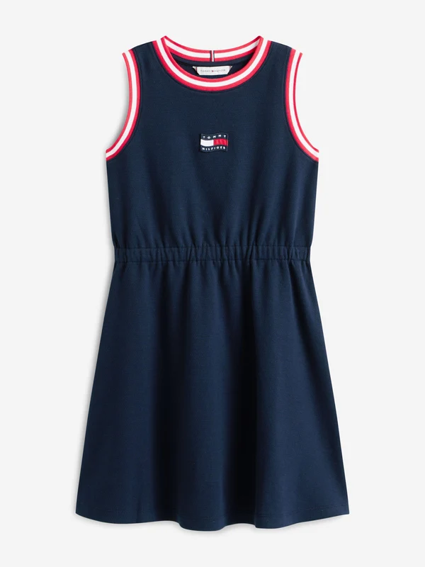 Tommy Hilfiger Girls Wavy Flag Sleeveless Dress in Navy Navy / 14 Yrs