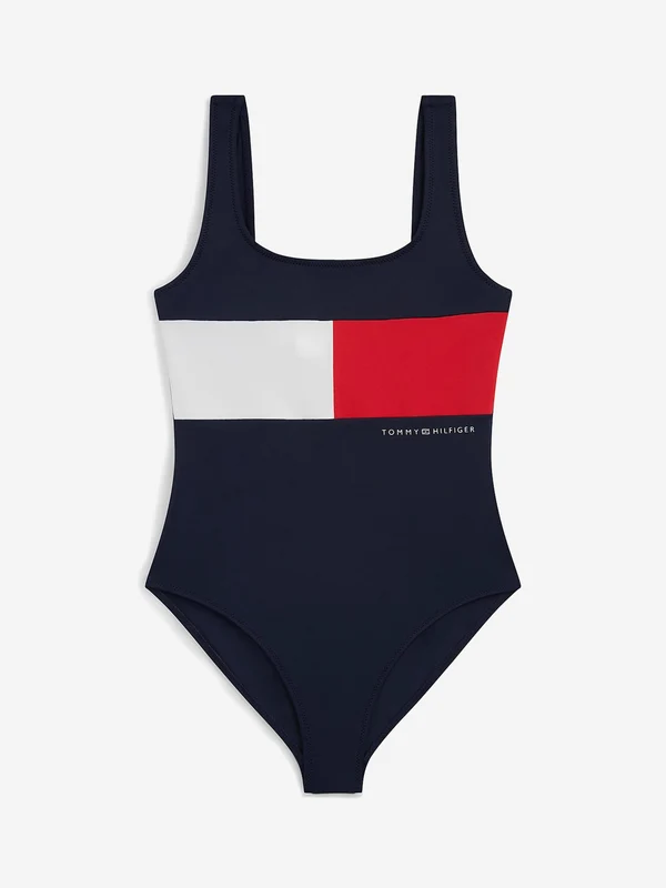Tommy Hilfiger Girls Logo Swimsuit in Navy Navy / 10 - 12 Yrs