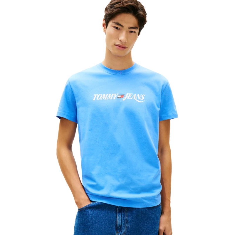 T-Shirt Uomo Tommy Jeans Logo Azzurro L