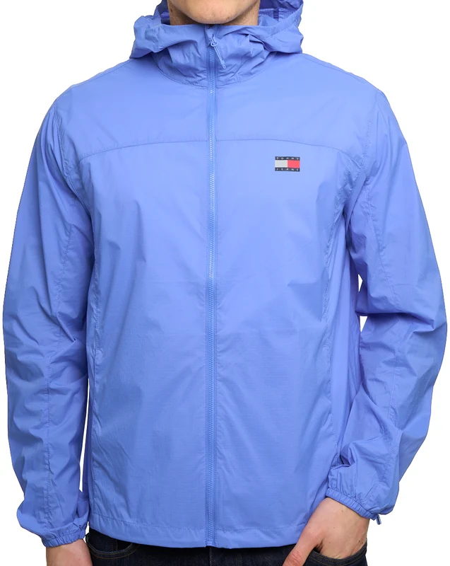Tommy Jeans Water Repellent Ripstop Hooded Zip-Thru Jacket Blue Twilight L