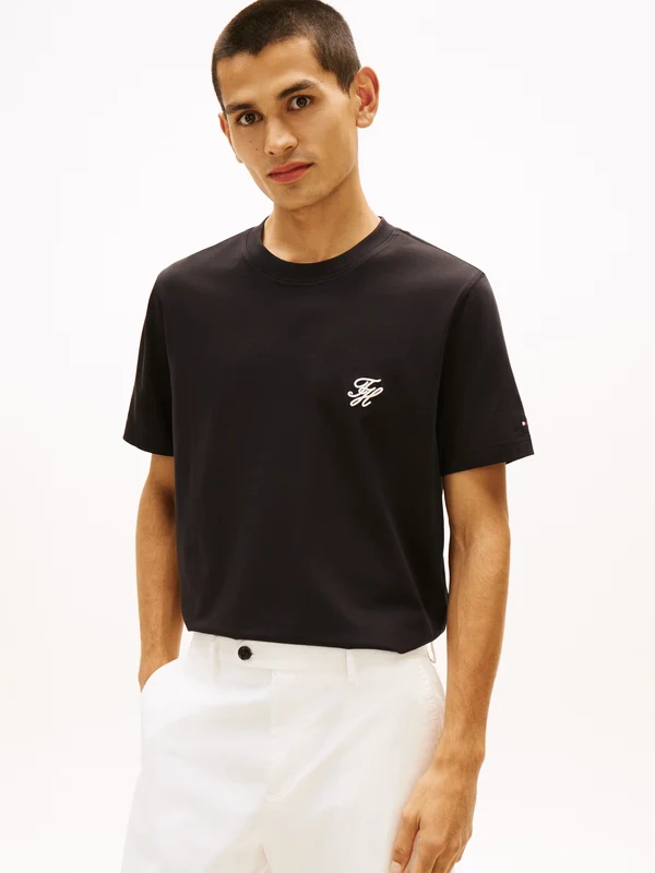 Tommy Hilfiger Mens Script Monogram Swimshop Tee - Black Black / 2XL
