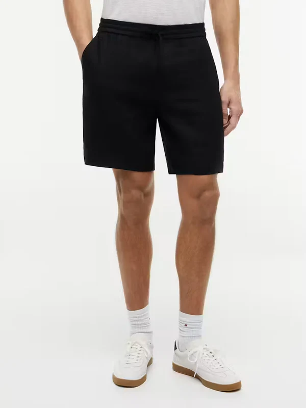 Tommy Hilfiger Mens Dover 8 Inch Linen Shorts - Black Black / 36