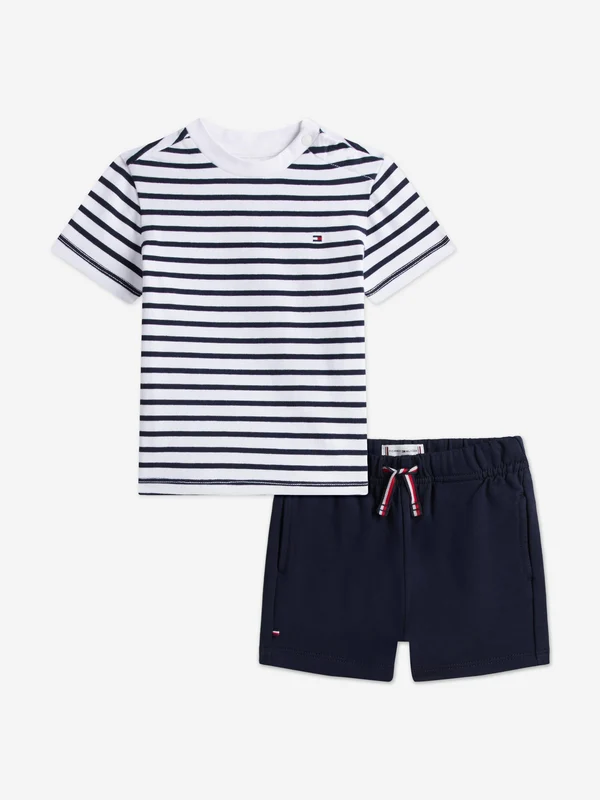 Tommy Hilfiger Baby Boys Essential Stripe T-Shirt and Shorts Set in Navy Navy / 18 months