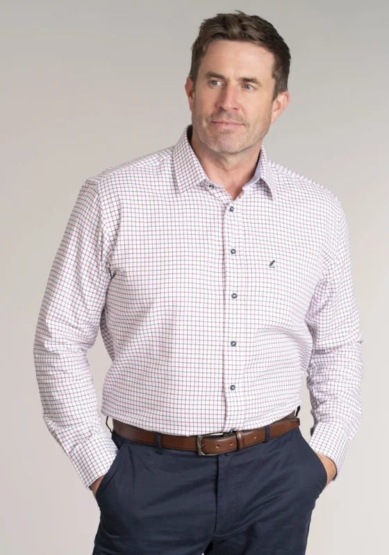 Long Sleeve Check Shirt - Red/navy Check Red/navy Check / 4XL