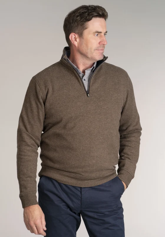 1/4 Zip Sweatshirt - Brown Brown / XL