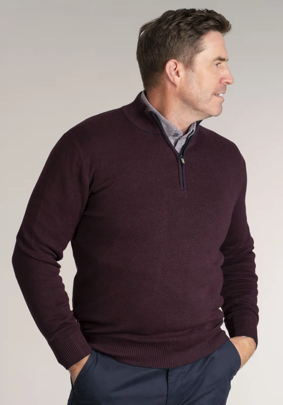 1/4 Zip Sweatshirt - Deep Mauve Deep Mauve / L