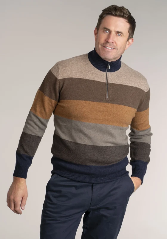 1/4 Zip Knit - Brown Brown / 3XL