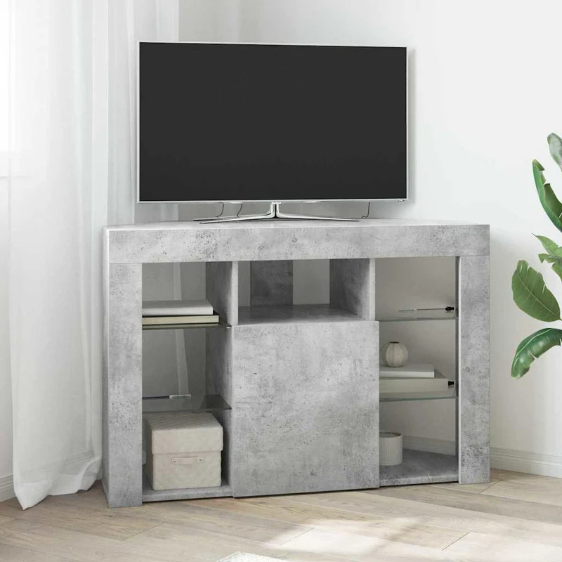 Kulma LED TV -kaappi 100x40x68cm Betoni Harmaa Tekninen puu