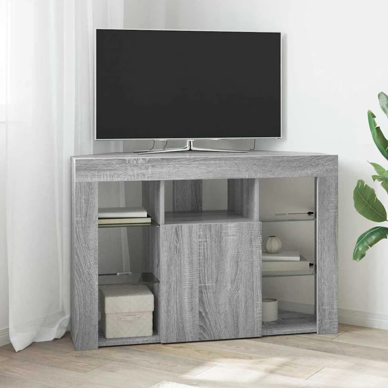Kulma LED TV -kaappi 100x40x68cm Harmaa Sonoma Tekninen puu